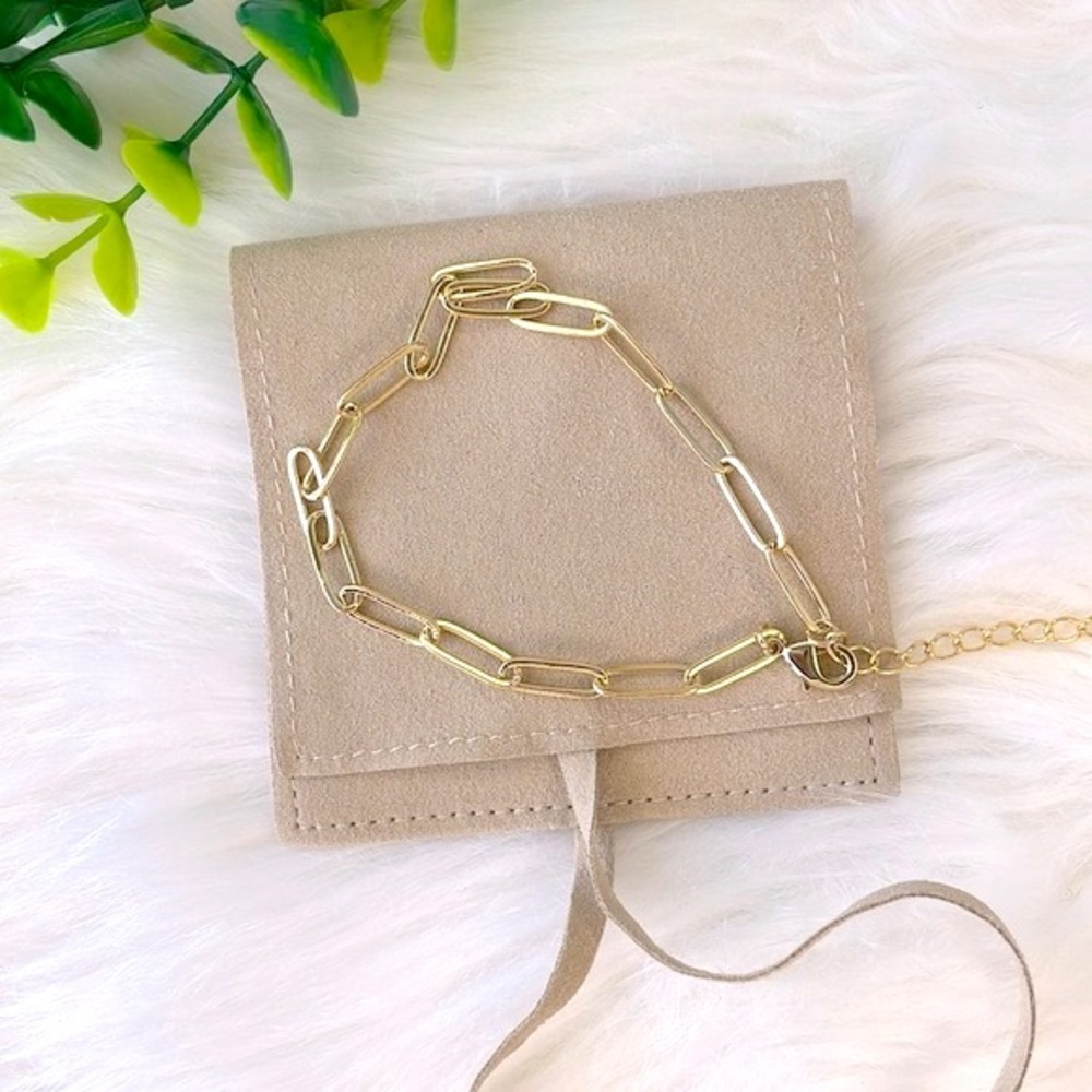 14K Gold Filled Paper clip Anklet - Picture 5 of 9